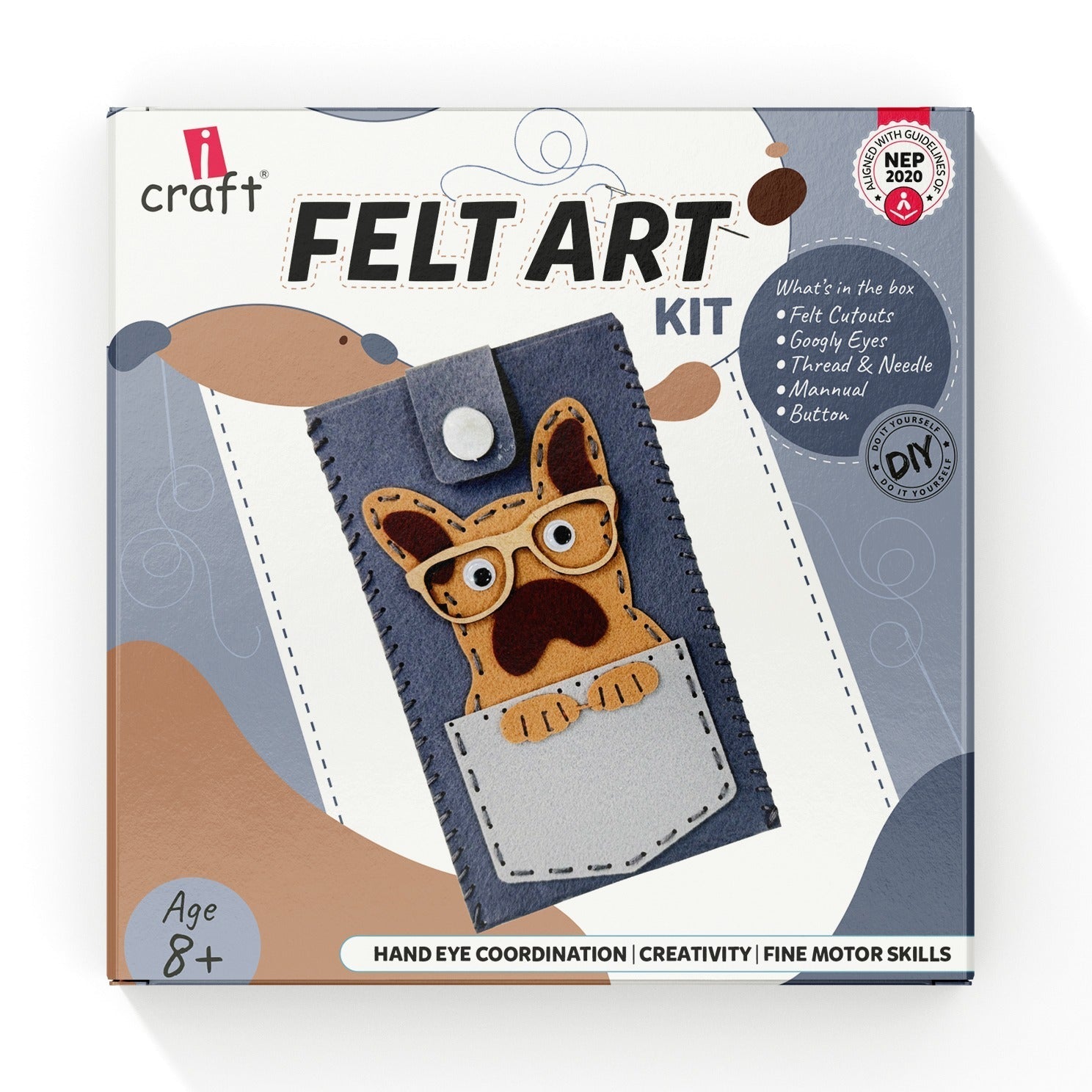 iCraft Felt Dog Pouch Craft Kit for Kids - Stitch & Create iCraft
